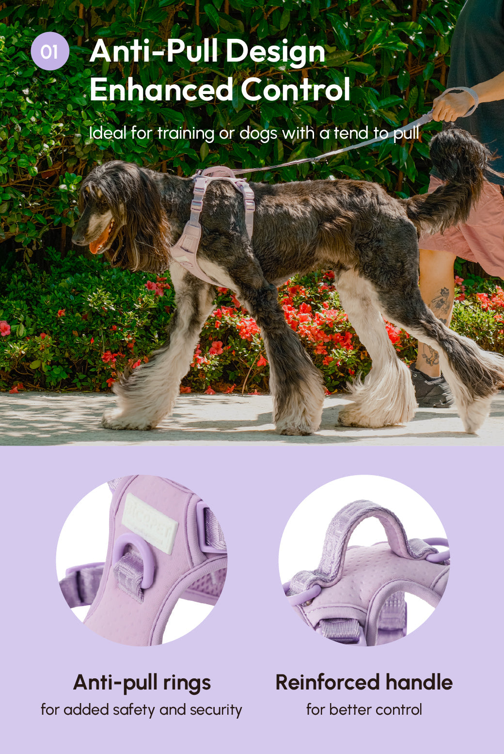Dog Harness No Pull Active Fit Adjustable MINT PURPLE Walkin - gallery image 11