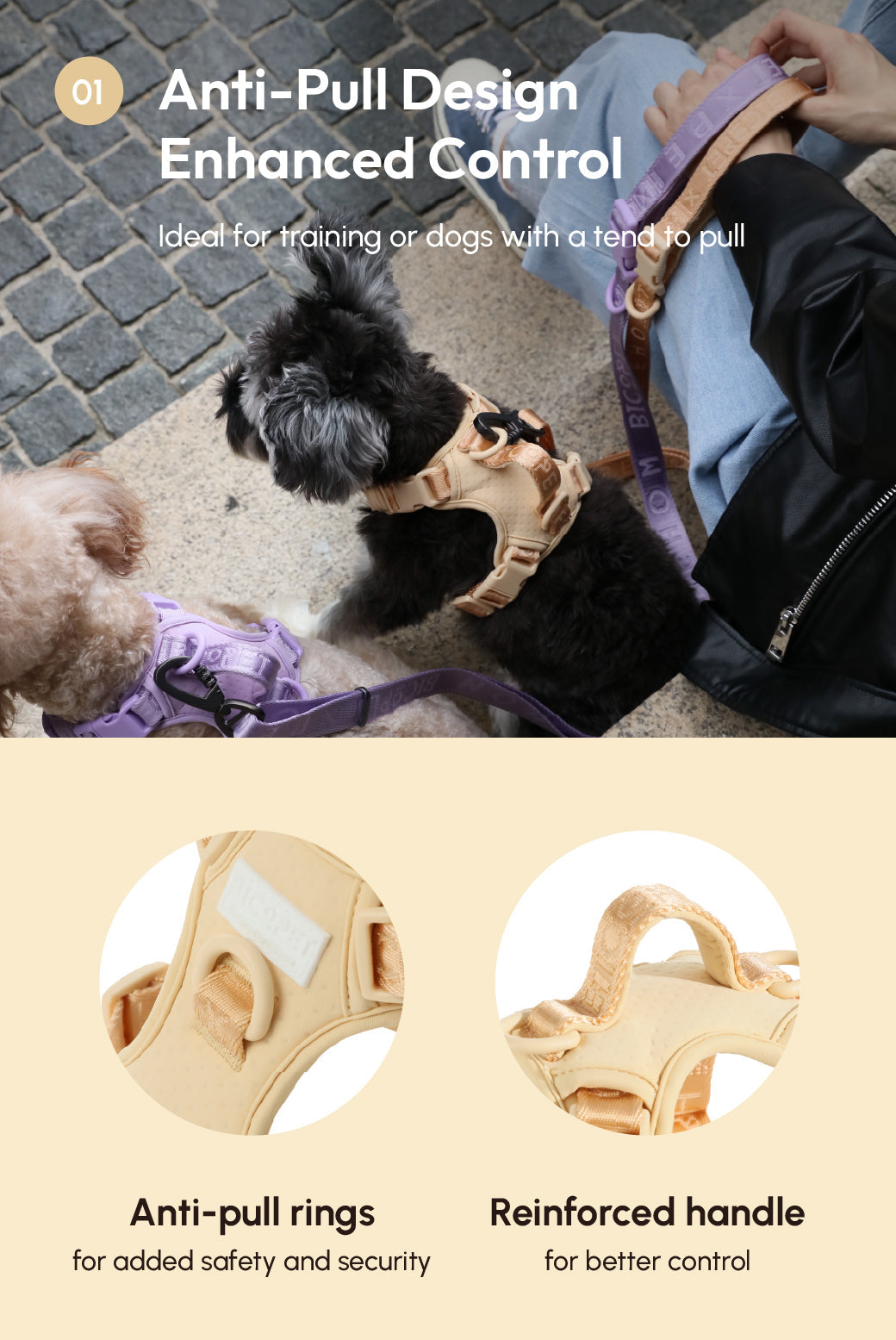 Dog Harness No Pull Active Fit Adjustable APRICOT Walking - gallery image 14