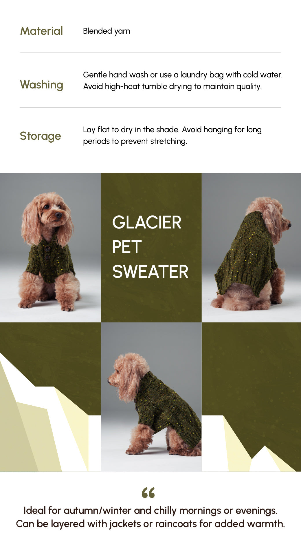 Glacier Pet Sweater Olive Green Dog Sweaters Premium Pet - gallery image 12
