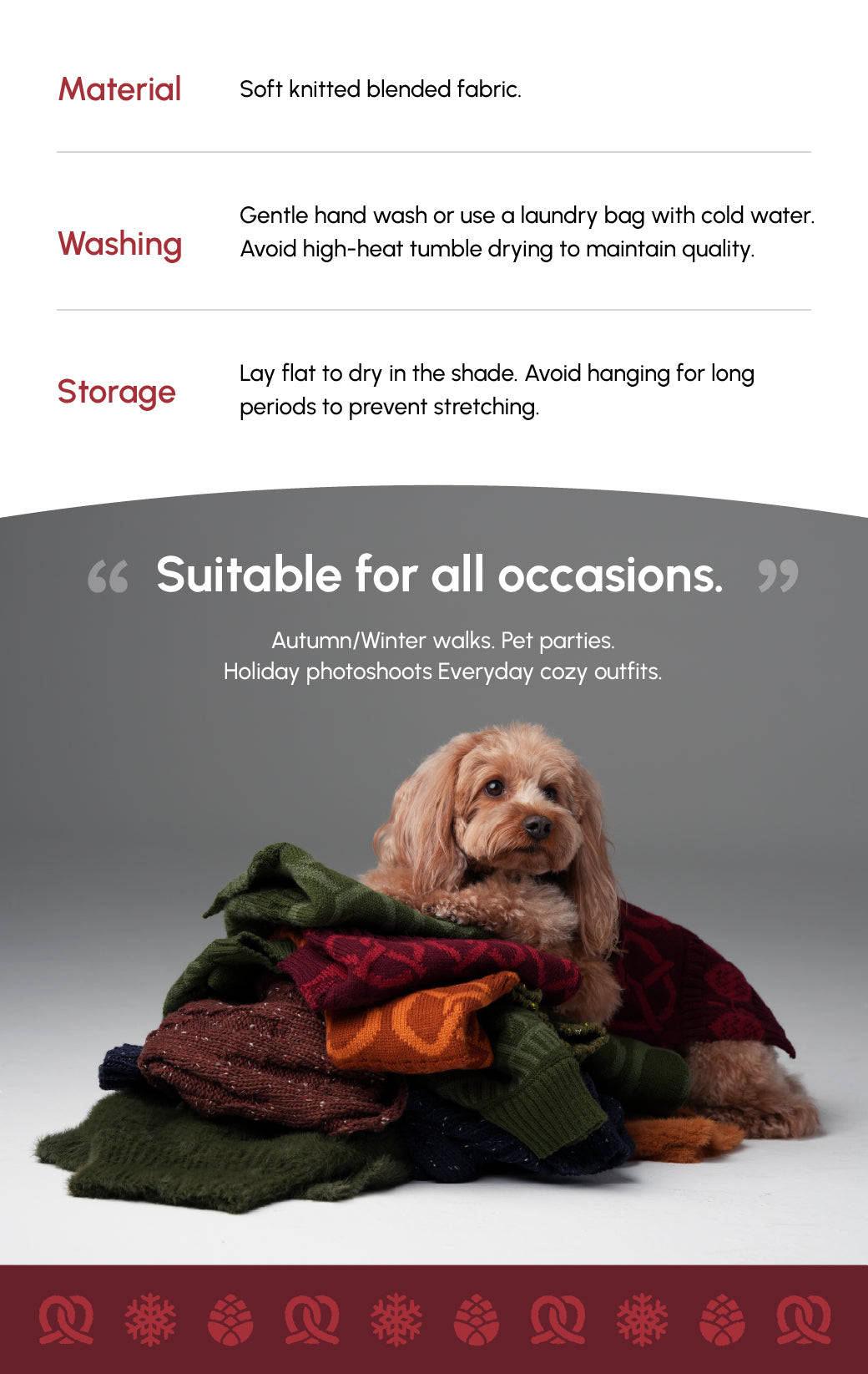Pretzel Pet Sweater Burgundy Red Dog Sweaters Premium Pet - gallery image 14