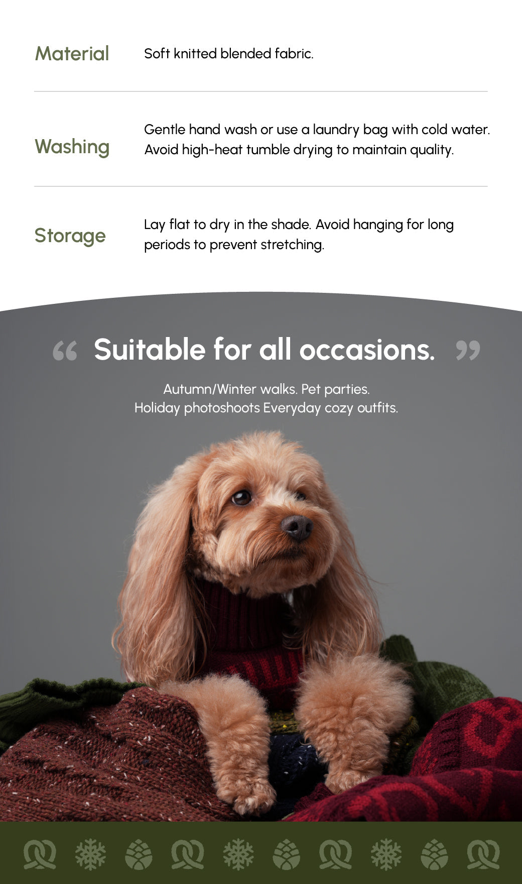 Pretzel Pet Sweater Olive Green Dog Sweaters Premium Pet - gallery image 13