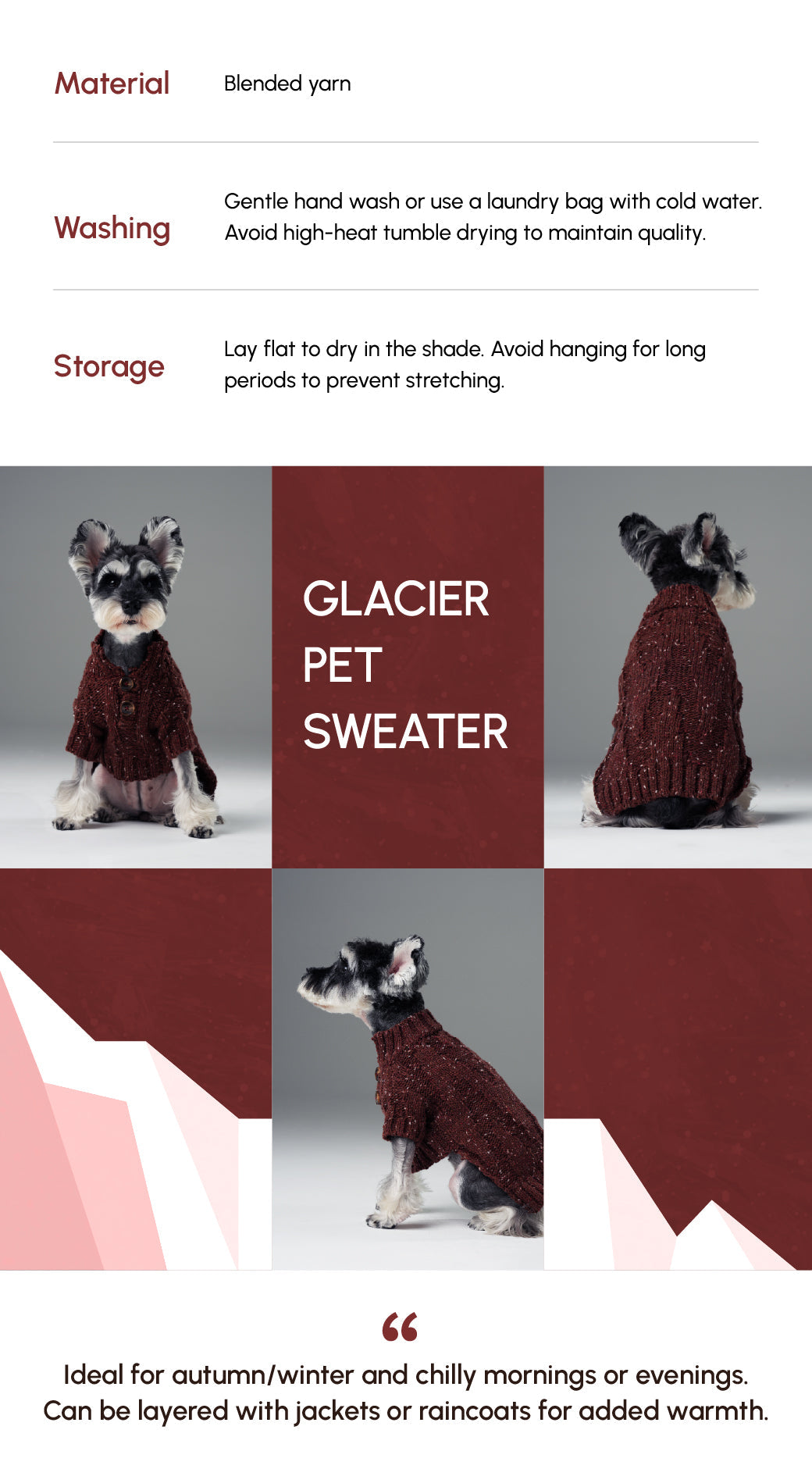 Glacier Pet Sweater Burgundy Dog Sweaters Premium Pet Supply - gallery image 12