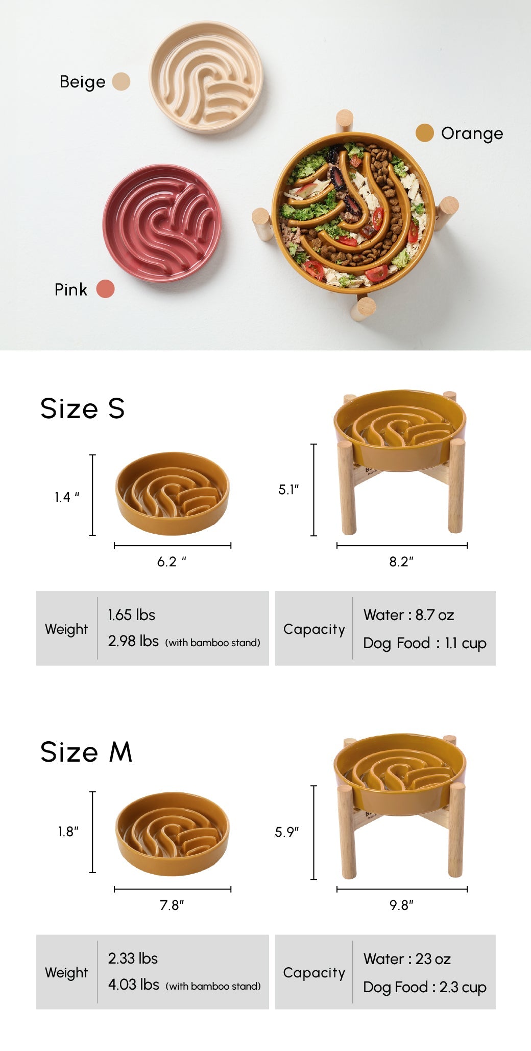 Wave Slow Feeder Dog Bowls Pink Beige Orange Pet Feeding - gallery image 17