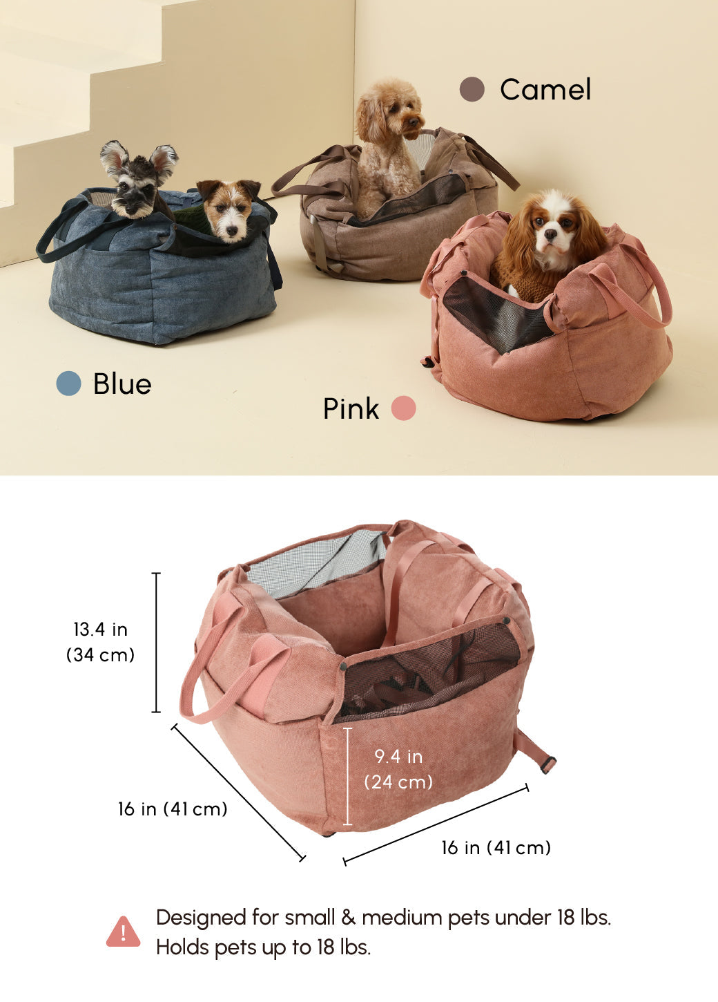 Pet Travel Accessories Adjustable Pink Pet Travel Carrier