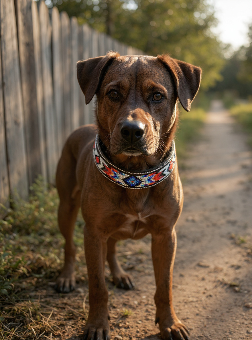 Epic Padded Leather Dog Collar with Beaded Design Dog Collar - main product image