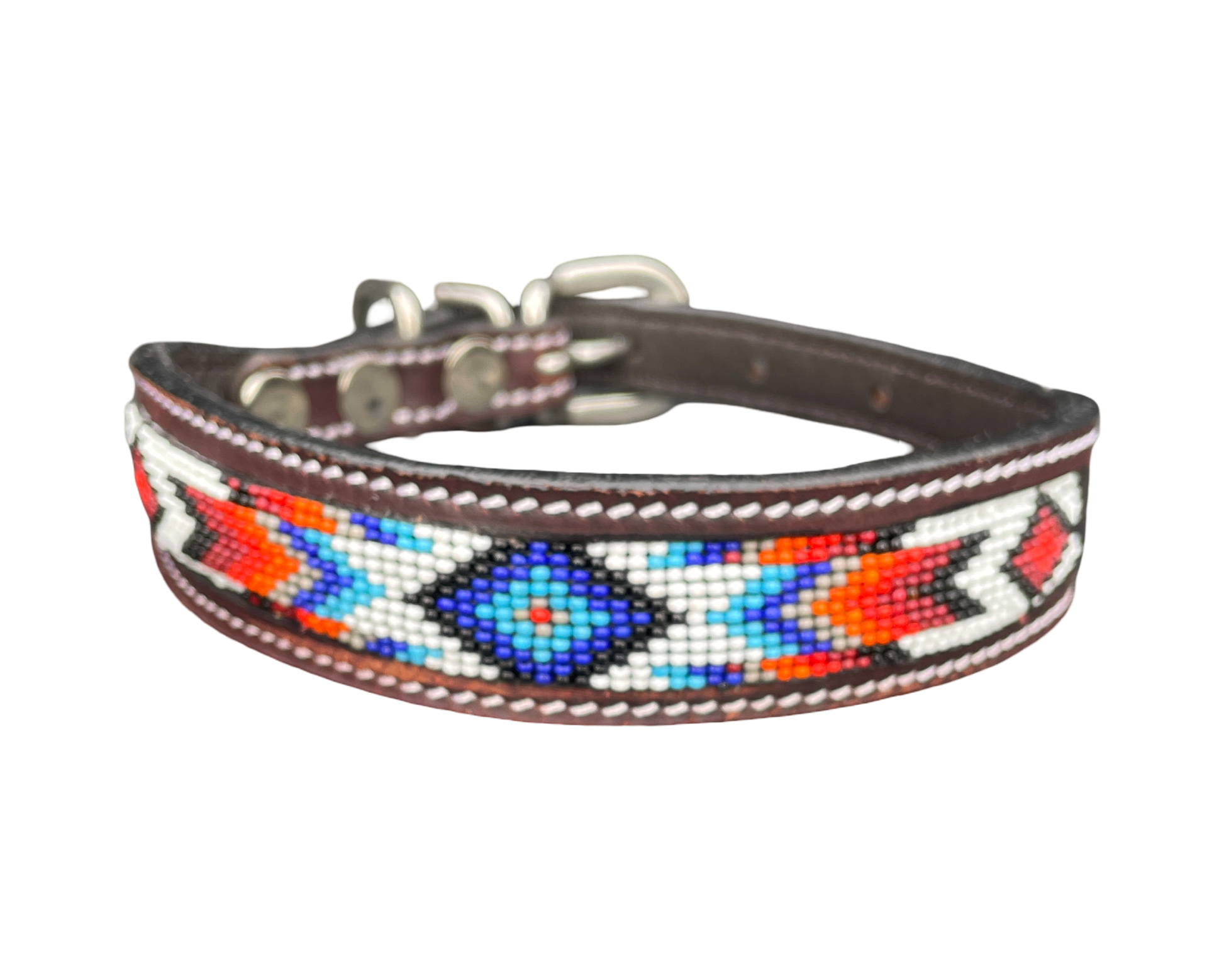 Epic Padded Leather Dog Collar with Beaded Design Dog Collar - lifestyle view