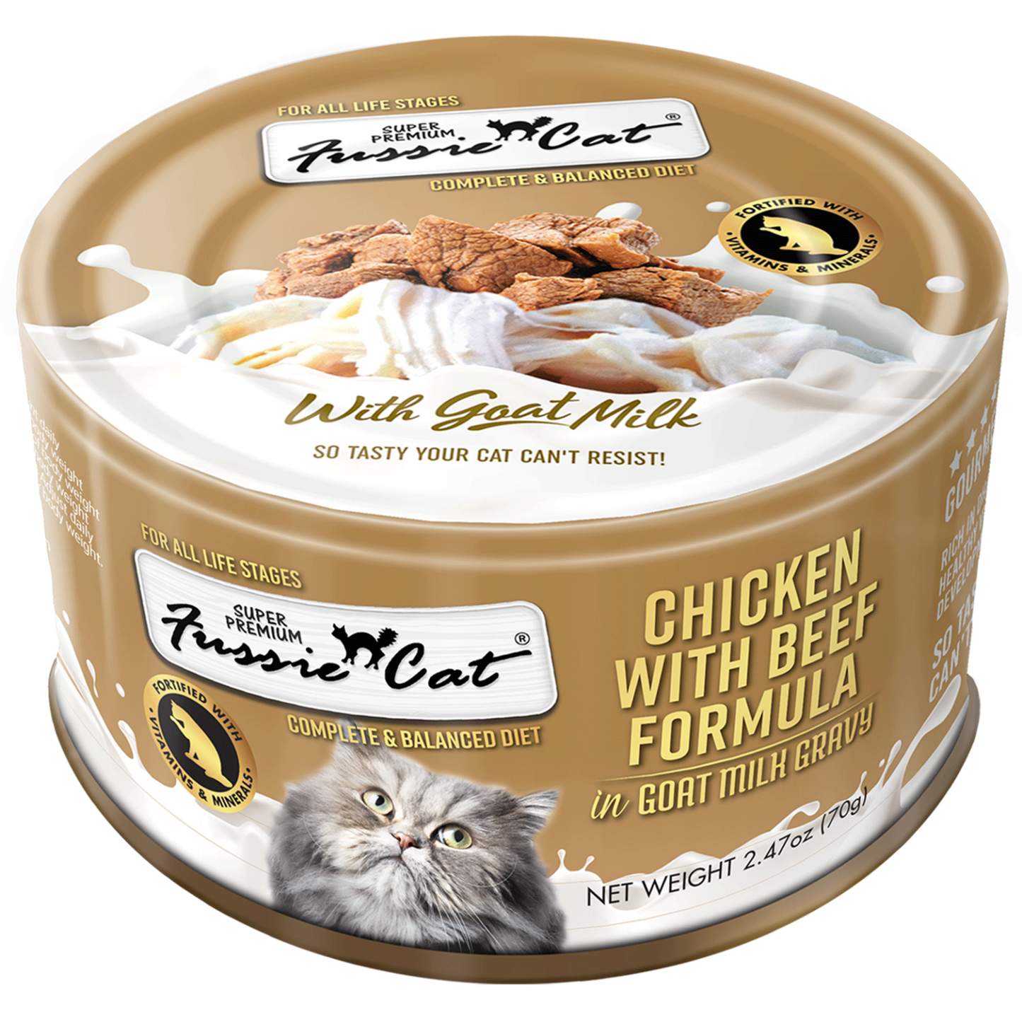 Fussie Cat Chicken & Beef In Goat Milk Cat Can (2.47oz) - main product image