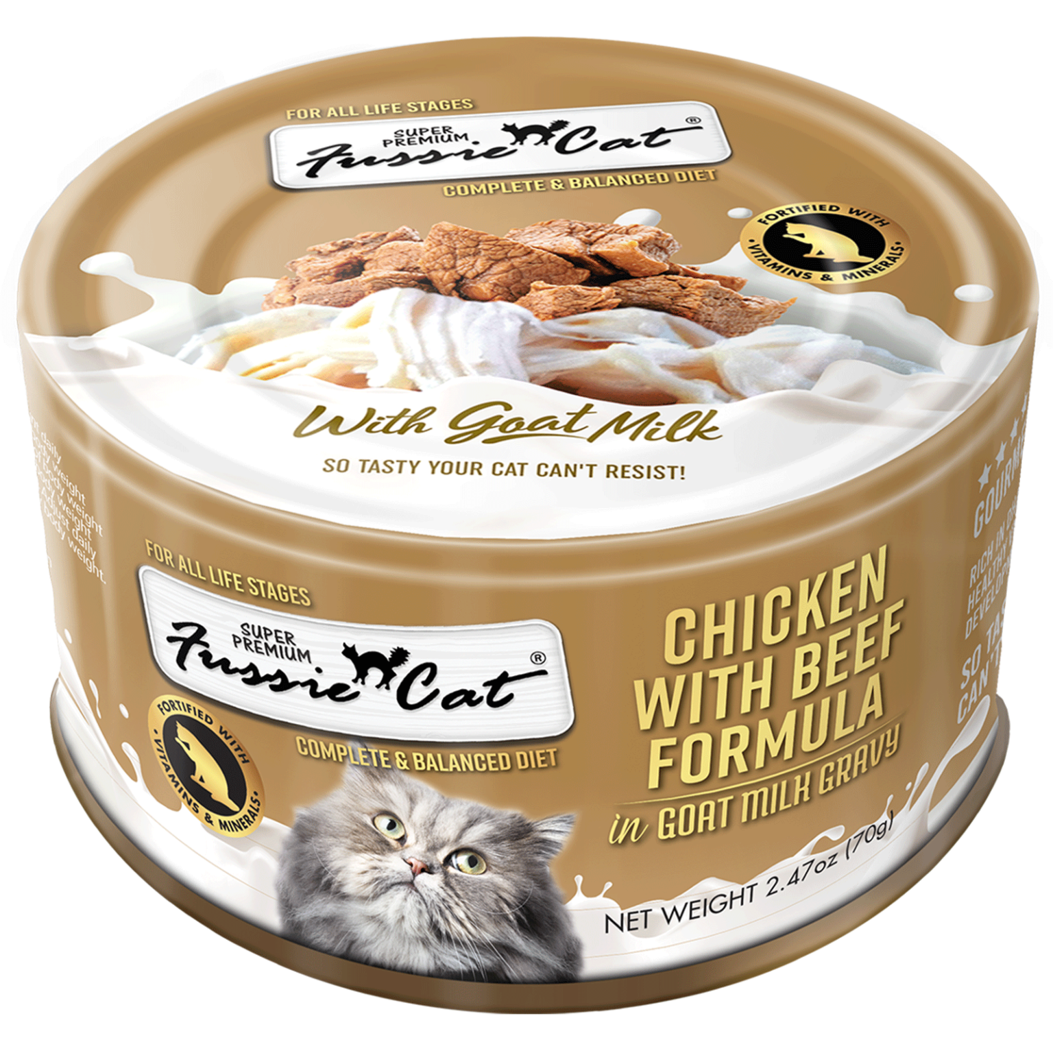 Fussie Cat Chicken & Beef In Goat Milk Cat Can (2.47oz) - main product image