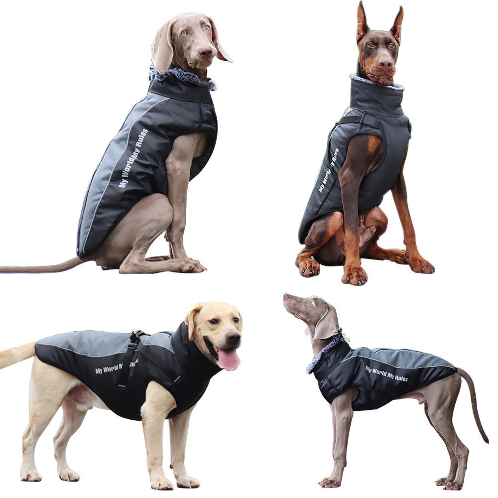 New Large Pet Warm Reflective Dog Thickened Coat Vest Jacket - detail view