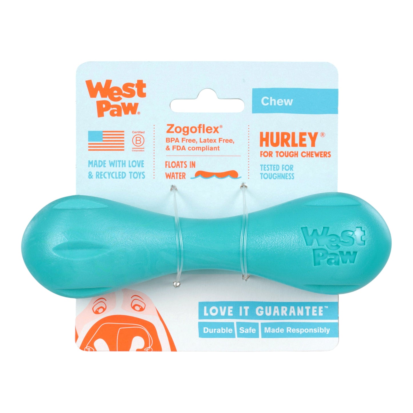 Hurley Teal Interactive Dog Toy Durable Play Premium - close up view