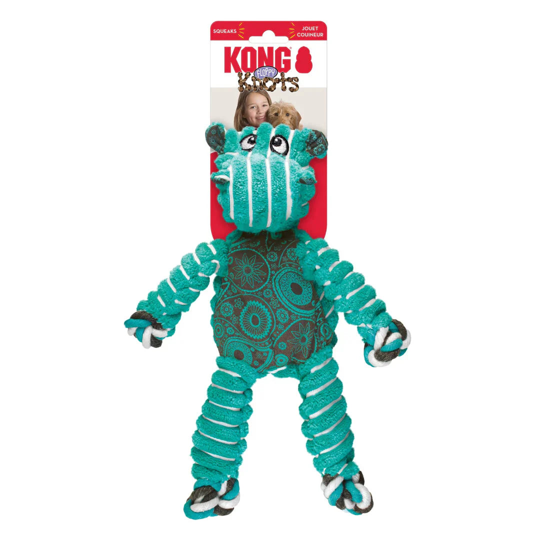KONG Floppy Knots Hippo Plush Dog Toy Durable Play - main product image