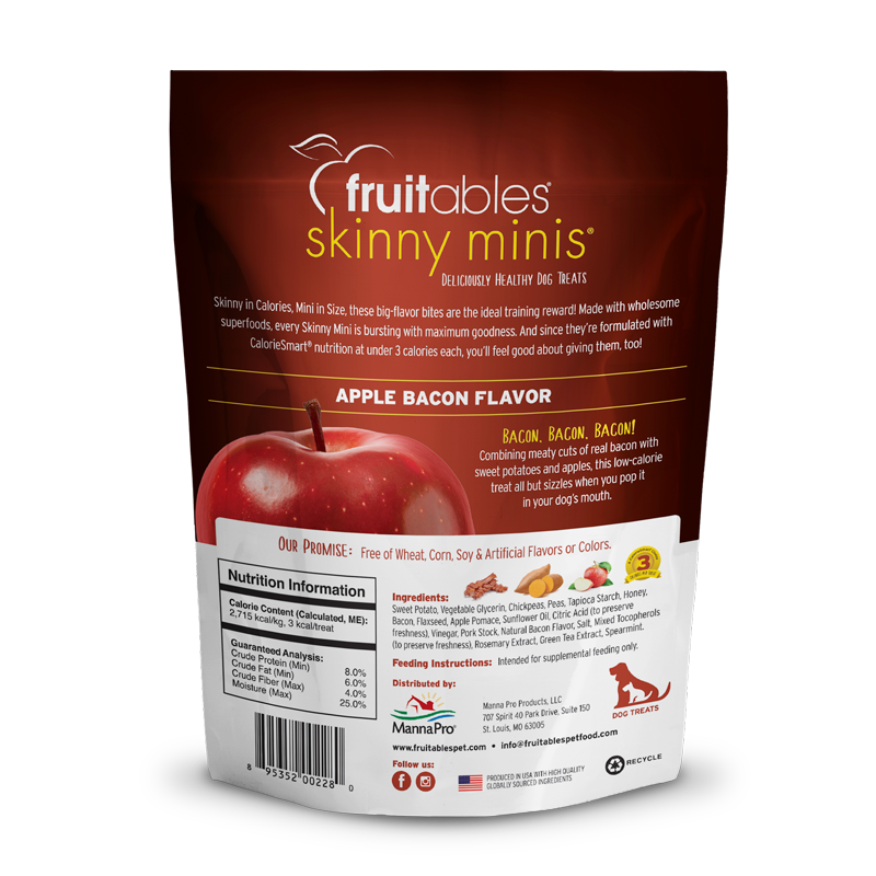 Fruitables Skinny Minis Apple Bacon Dog Treats 5Oz Dog - detail view