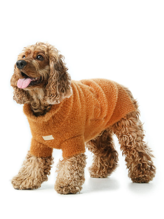Eskimo Fuzzy Sweater Orange Dog Sweaters Premium Pet Supply - main product image