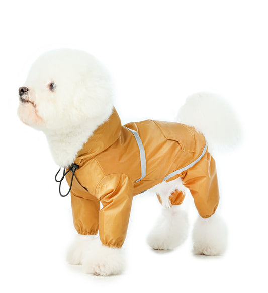 Ultralight Full Covered Hooded Waterproof Dog Jacket Yellow - detail view