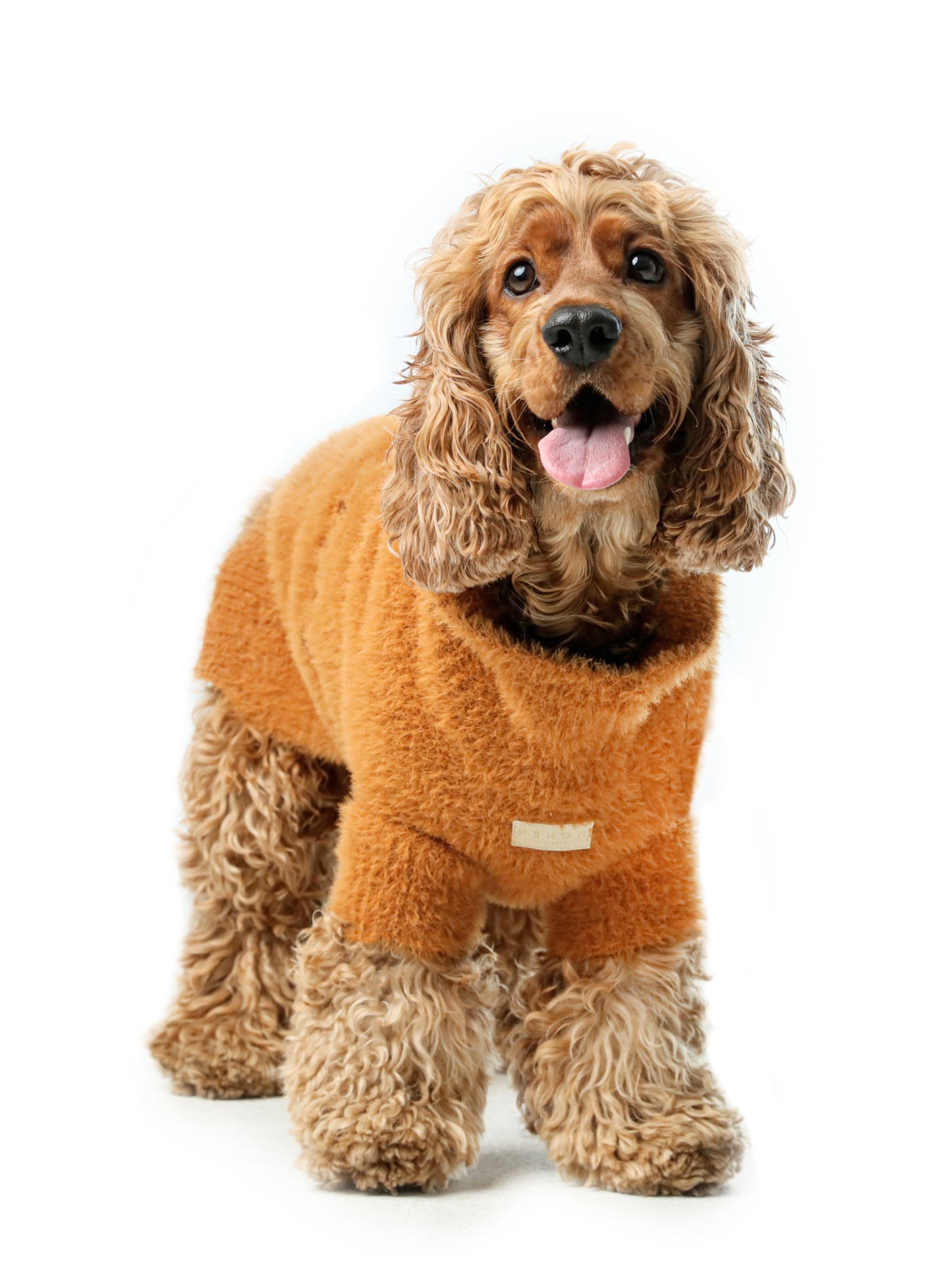 Eskimo Fuzzy Sweater Orange Dog Sweaters Premium Pet Supply - detail view