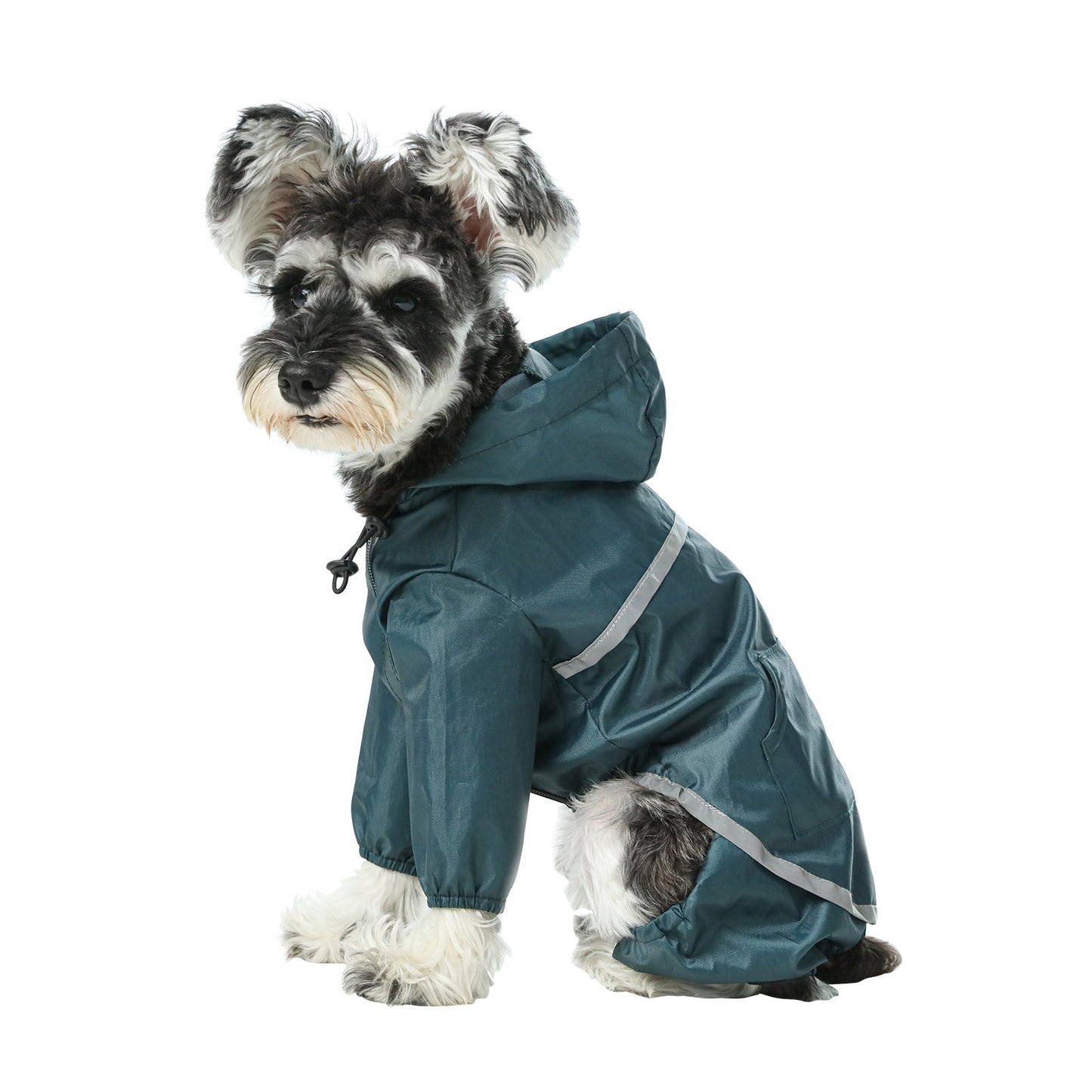 Ultralight Full covered hooded waterproof dog jacket - Blue - detail view