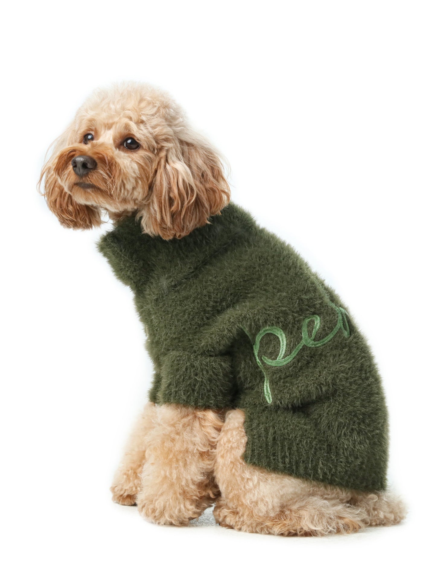 Eskimo Fuzzy Sweater Green Dog Sweaters Premium Pet Supply - lifestyle view