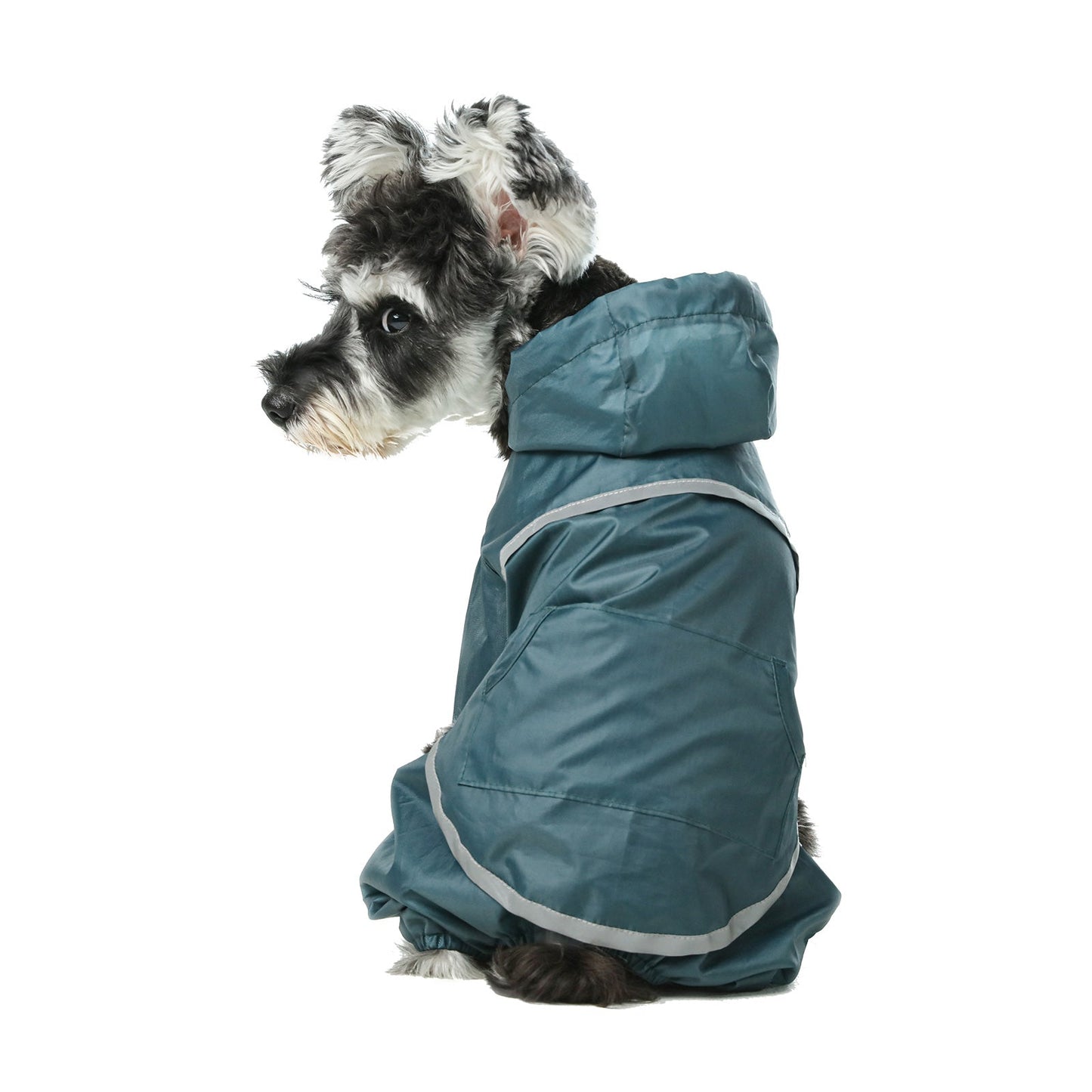 Ultralight Full covered hooded waterproof dog jacket - Blue - lifestyle view