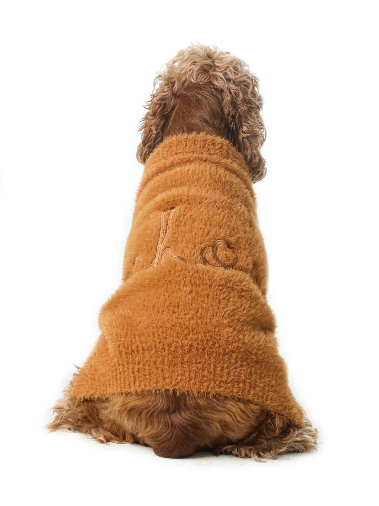 Eskimo Fuzzy Sweater Orange Dog Sweaters Premium Pet Supply - lifestyle view