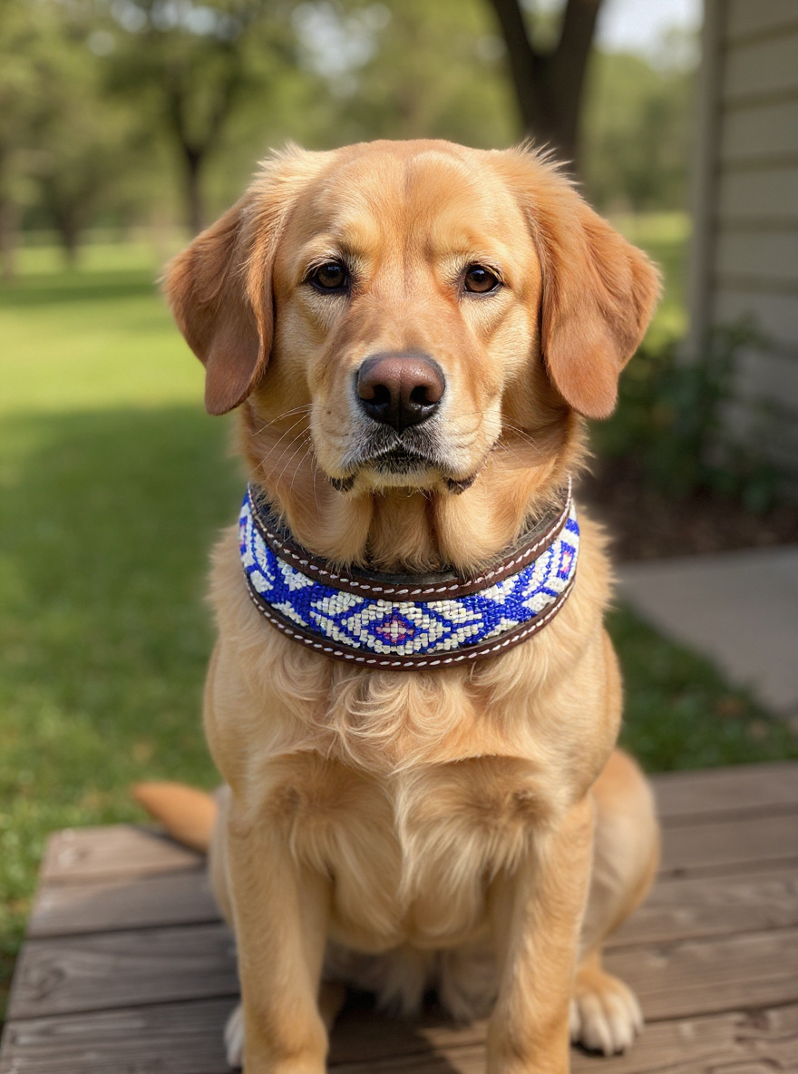 Epic Padded Leather Dog Collar with Beaded Design Dog Collar - main product image