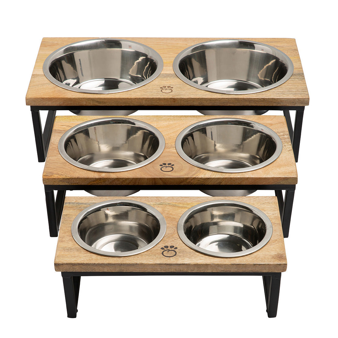 Wood Metal Elevated Feeder Pet Feeding Hydration Supply - detail view