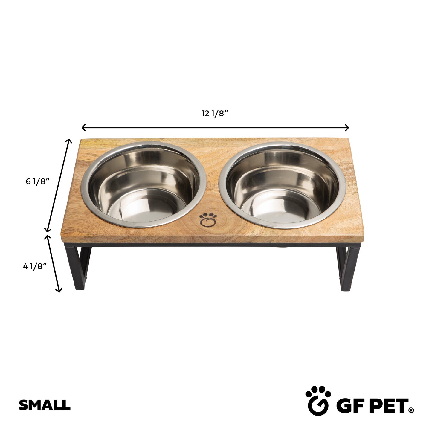 Wood Metal Elevated Feeder Pet Feeding Hydration Supply - close up view