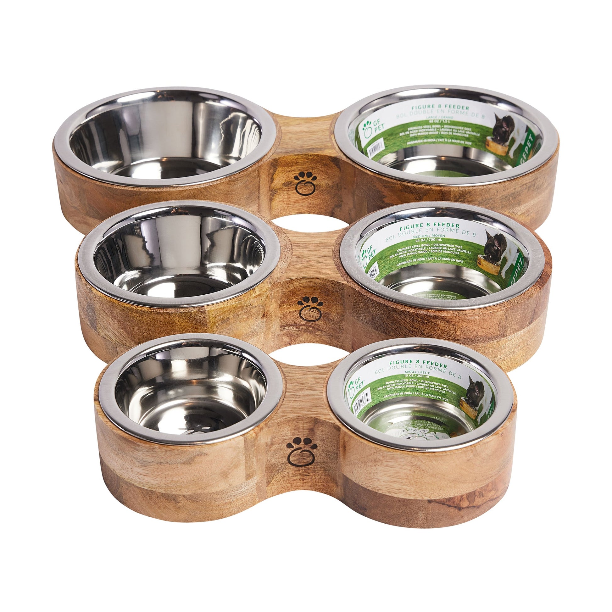 Wood Metal Feeder Double Diner Pet Feeding Hydration Supply - detail view