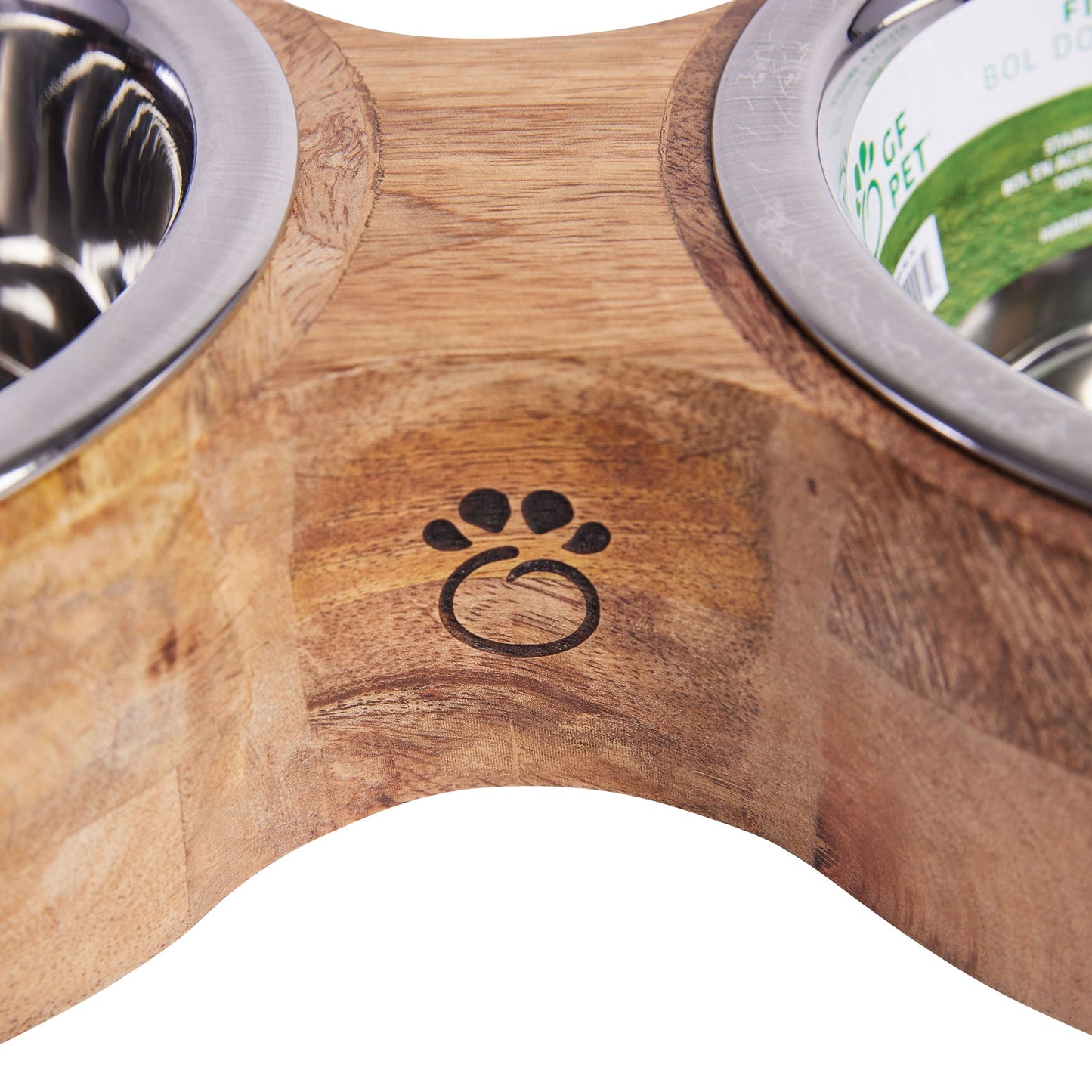 Wood Metal Feeder Double Diner Pet Feeding Hydration Supply - lifestyle view