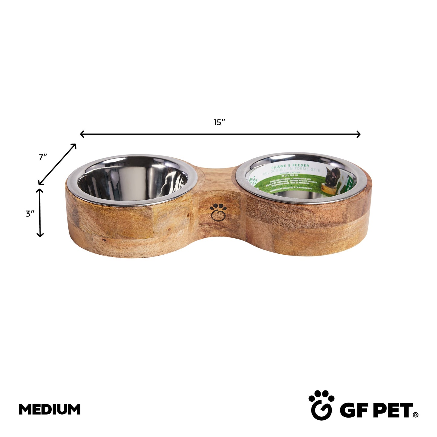 Wood Metal Feeder Double Diner Pet Feeding Hydration Supply - gallery image 6