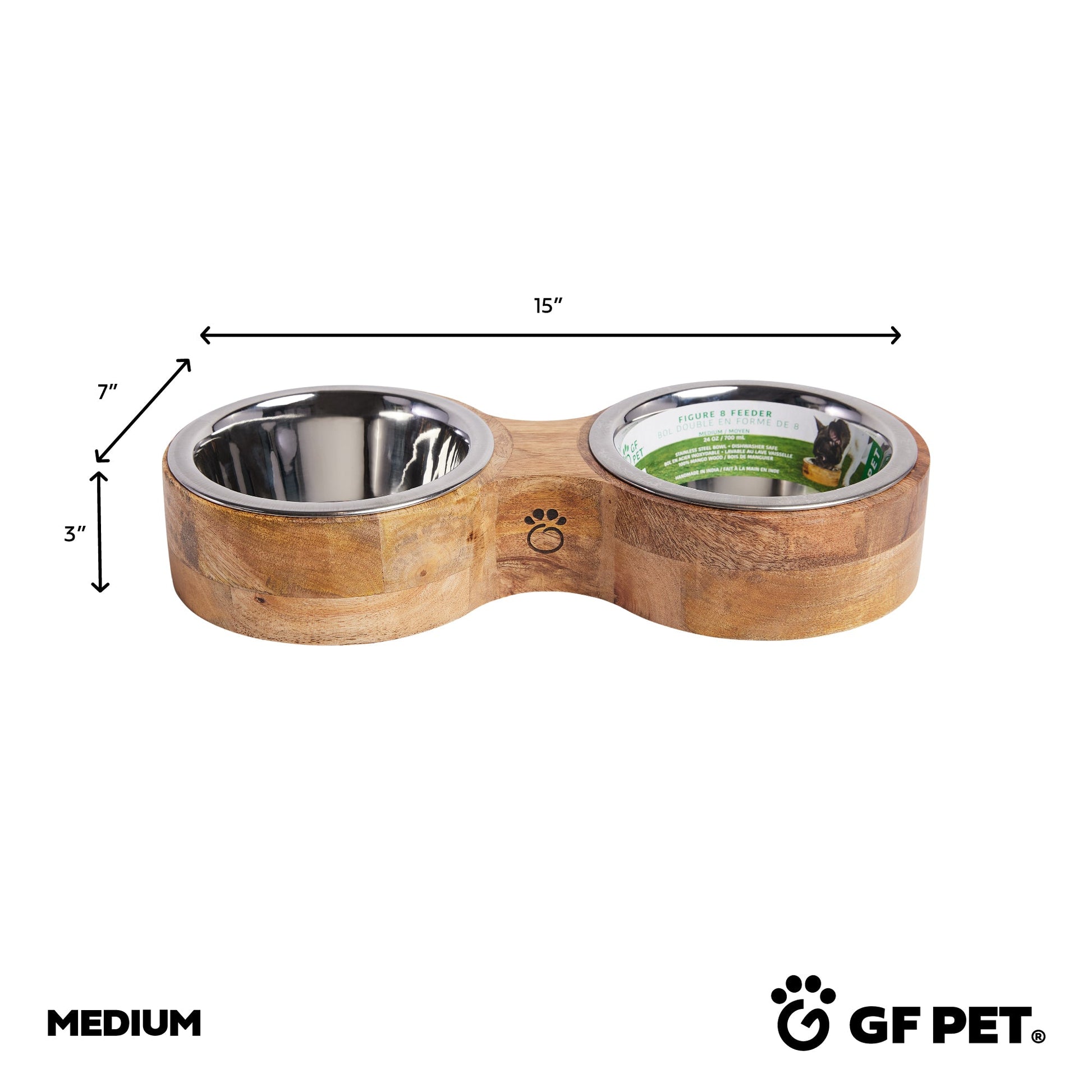 Wood Metal Feeder Double Diner Pet Feeding Hydration Supply - gallery image 6