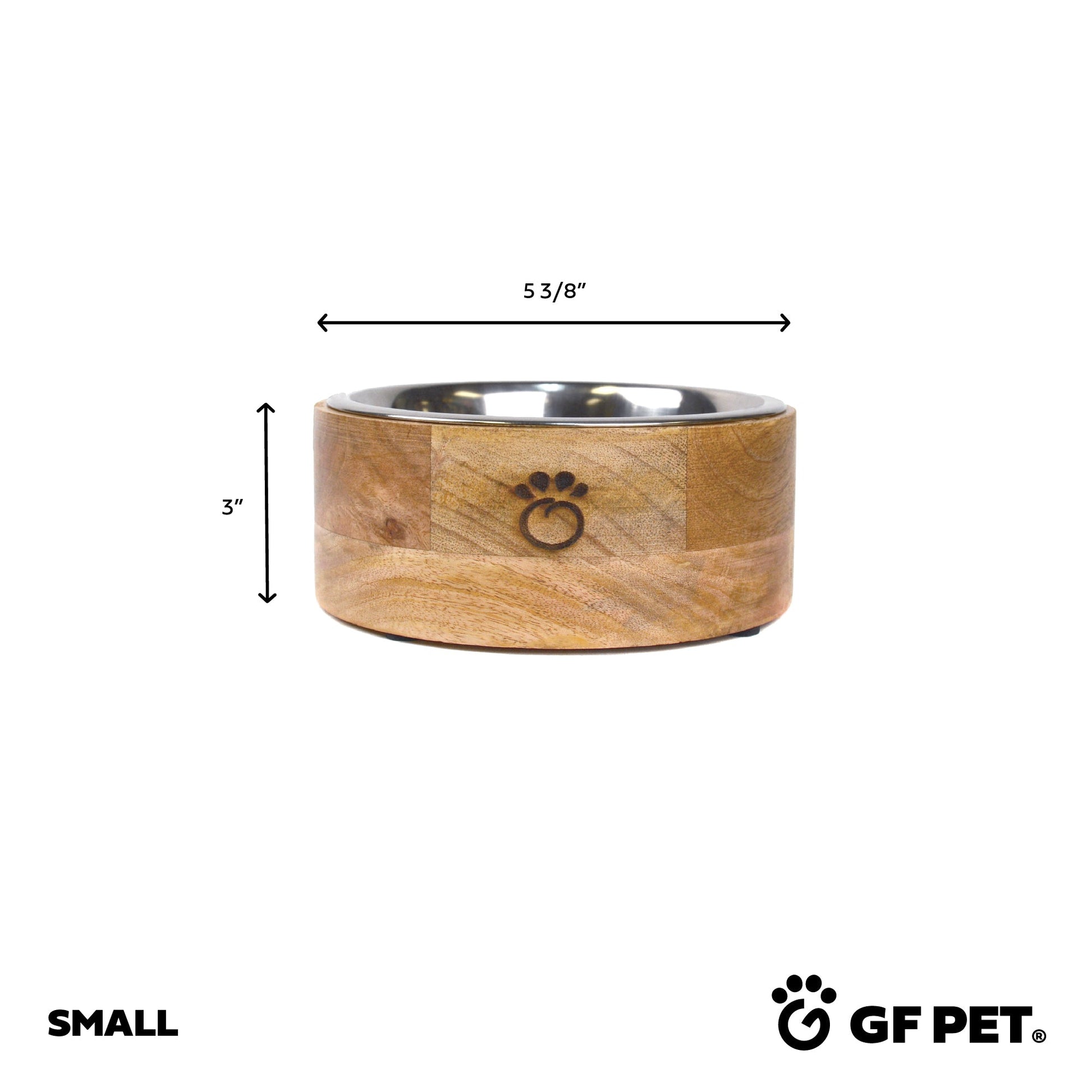 Mango Wood Bowl Single Pet Feeding Hydration Supply Premium - close up view
