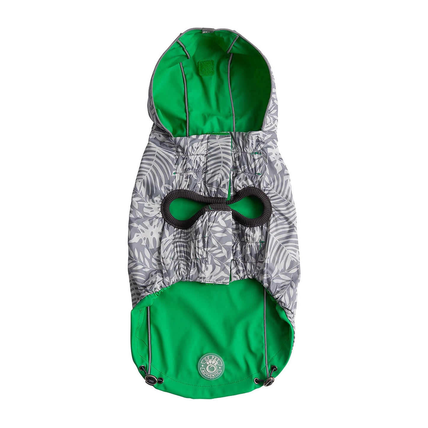 Reversible Elasto Fit Raincoat Green Dog Apparel Premium Pet - close up view