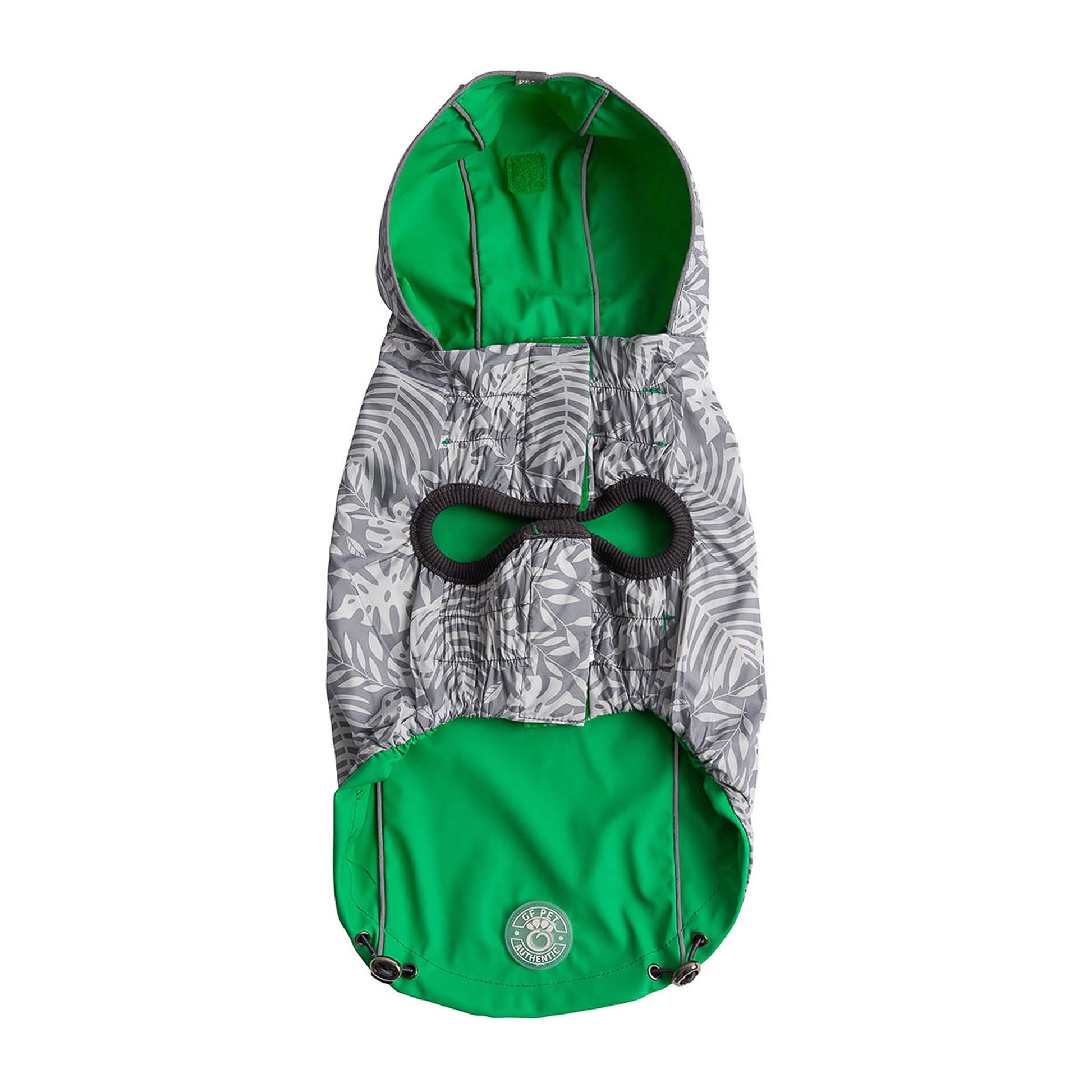 Reversible Elasto Fit Raincoat Green Dog Apparel Premium Pet - close up view