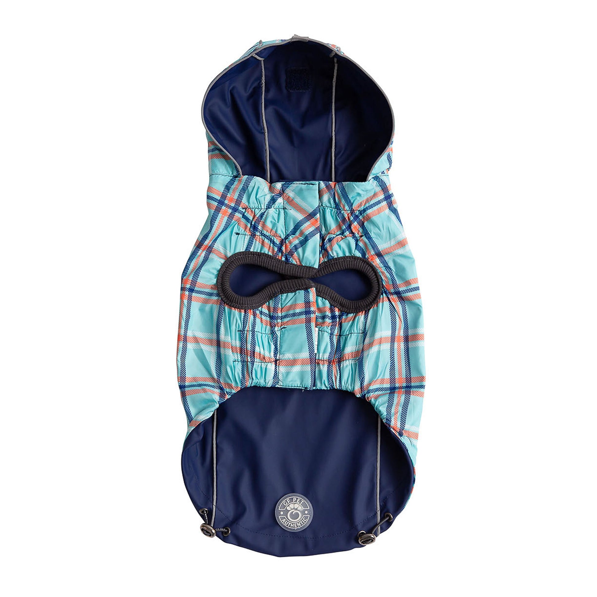 Reversible Elasto Fit Raincoat Navy Dog Raincoats Premium - close up view