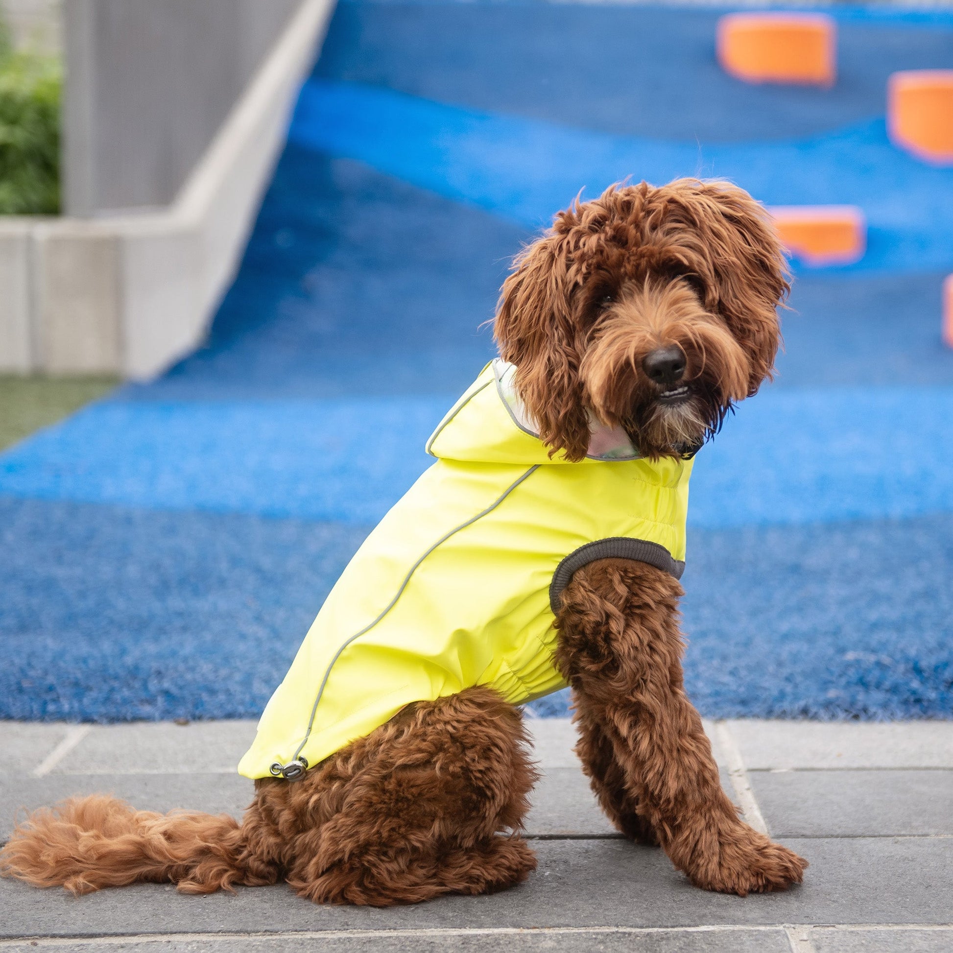 Reversible Raincoat Neon Yellow With Tie Dye Dog Raincoats - gallery image 5