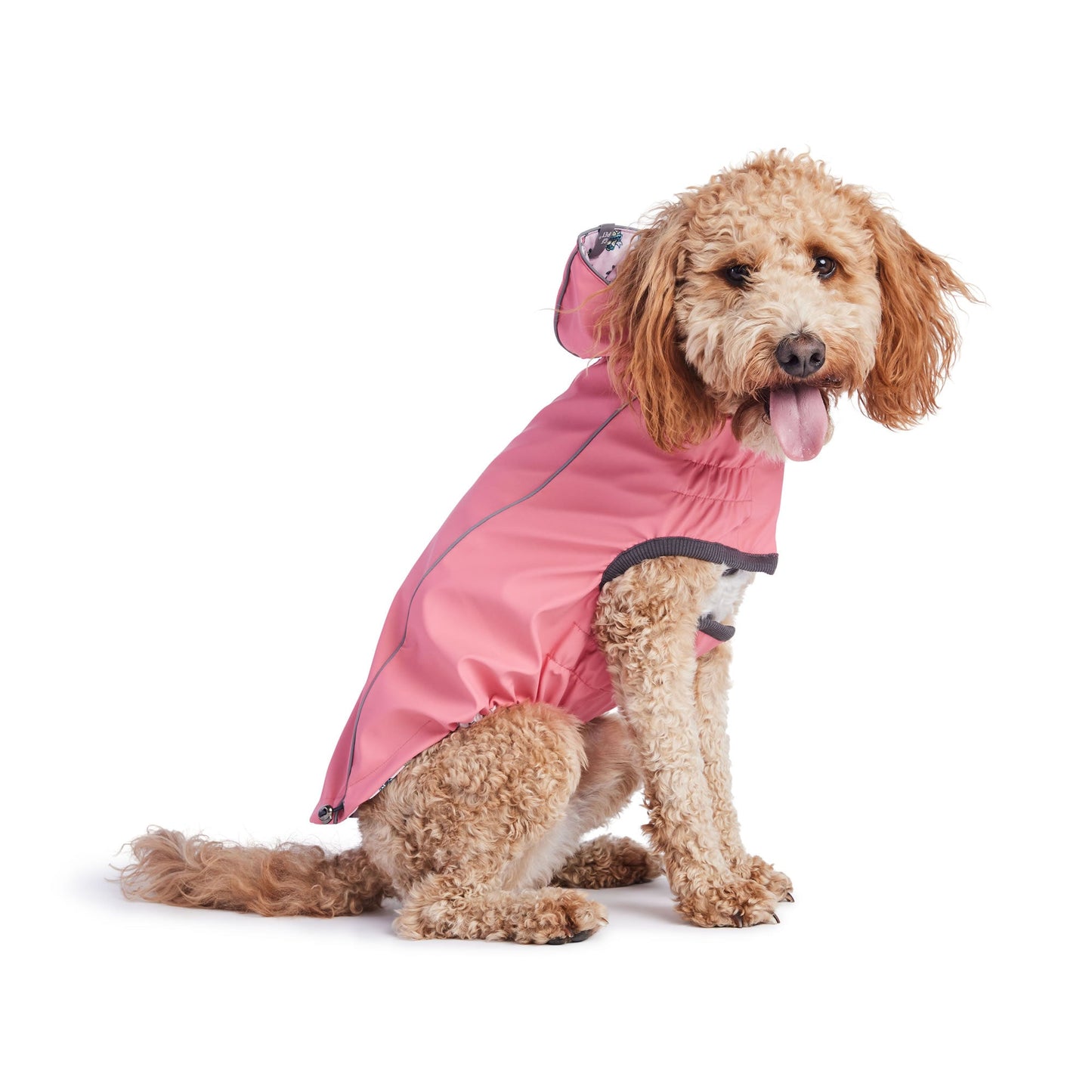 Reversible Elasto Fit Raincoat Pink Pink Dog Raincoats Pet - close up view