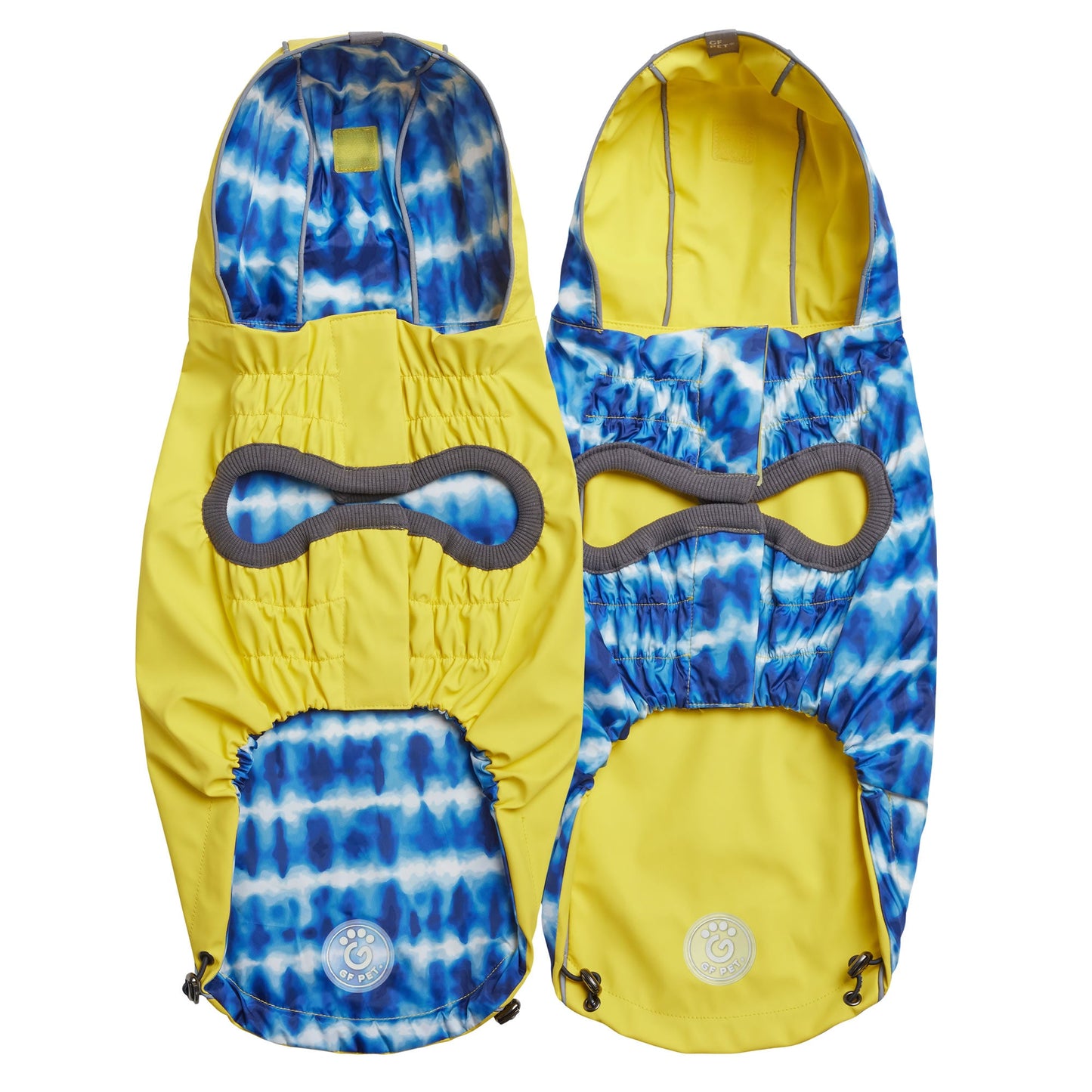Reversible Elasto Fit Raincoat Yellow Blue Dog Raincoats Pet - lifestyle view