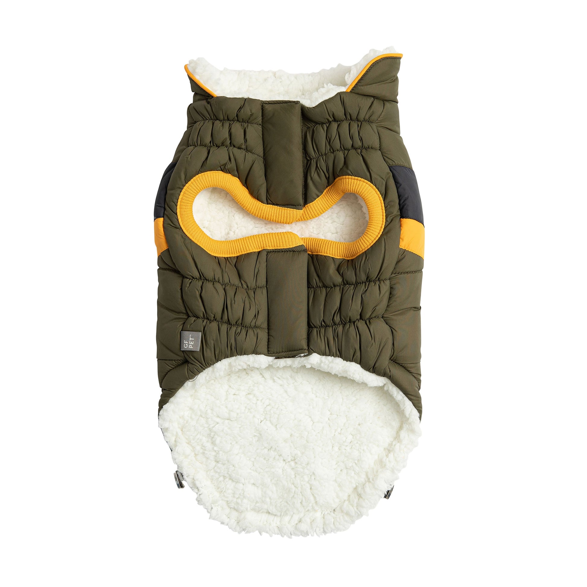 Alpine Puffer Dark Khaki Dog Apparel Premium Pet Supply - lifestyle view