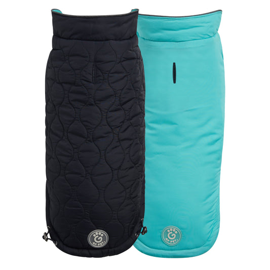 Reversible Chalet Jacket Black Aqua Dog Jackets Premium Pet - main product image