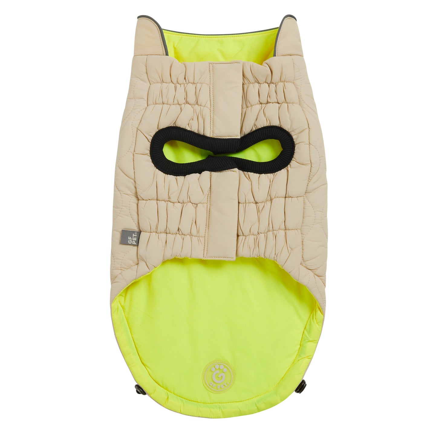 Reversible Chalet Jacket Sand Yellow Dog Jackets Premium Pet - close up view