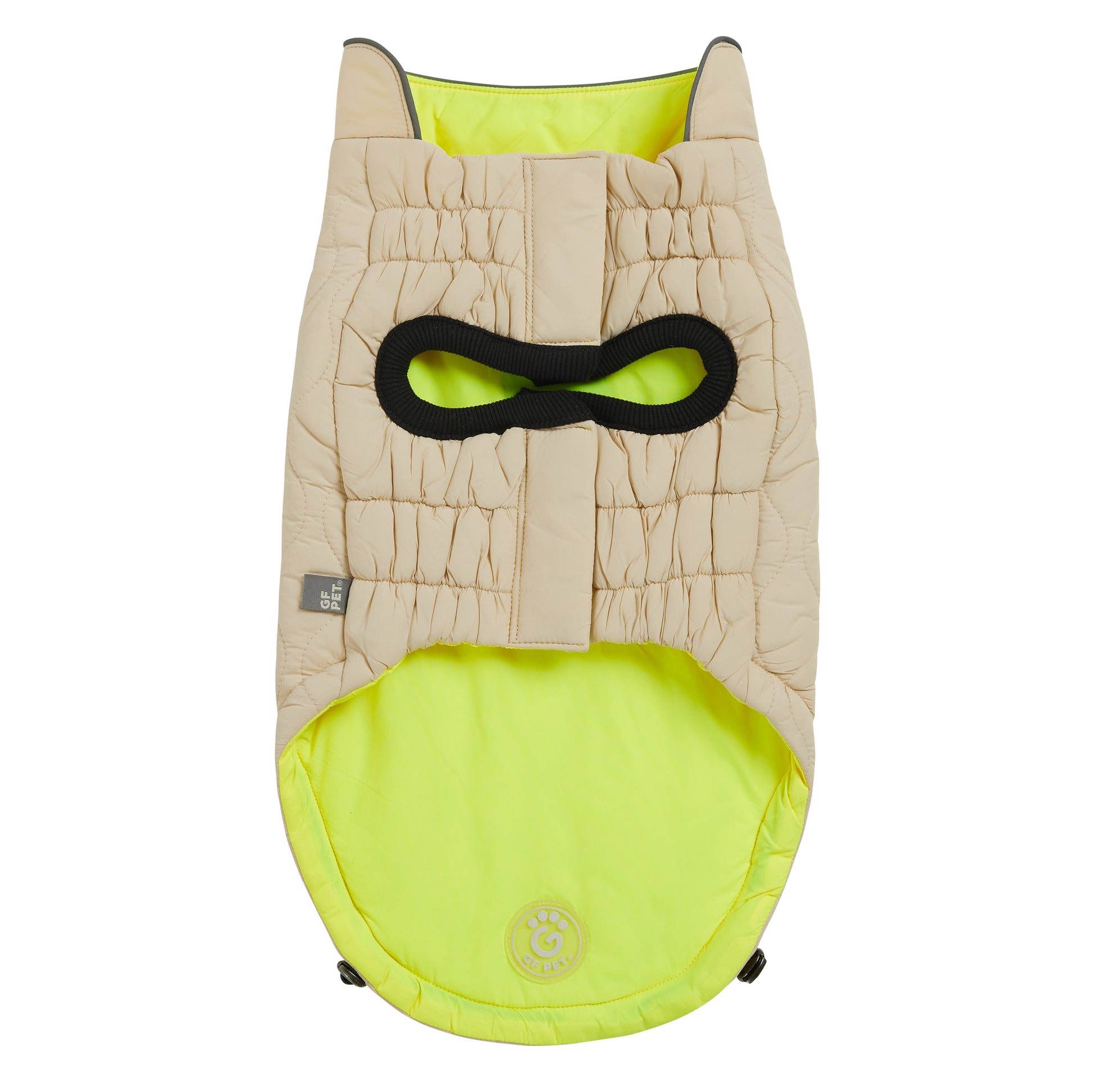 Reversible Chalet Jacket Sand Yellow Dog Jackets Premium Pet - close up view