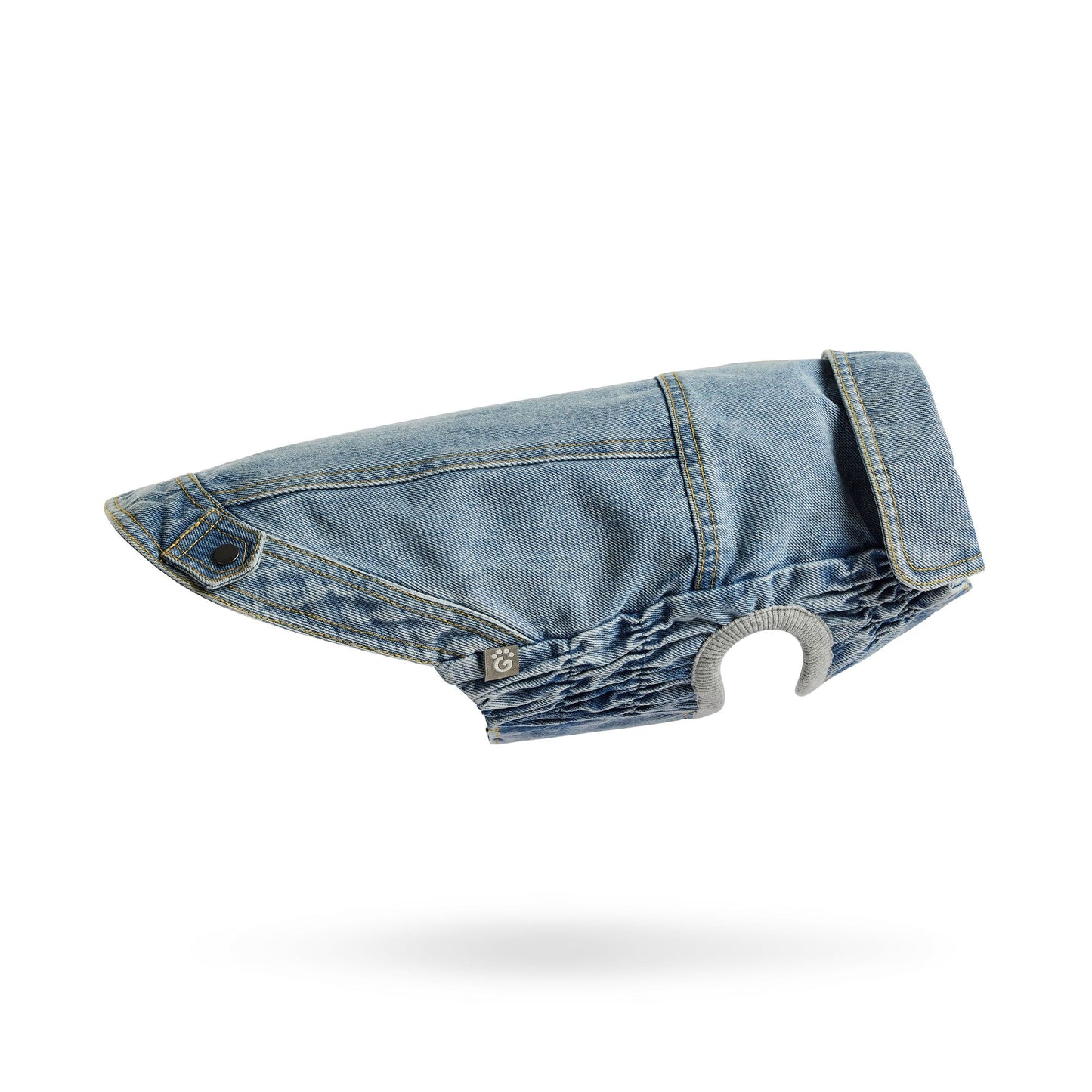 Denim Jacket All Season Light Wash Dog Jackets Premium Pet - close up view