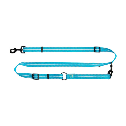 Reflective Leash Eezy 6 Neon Blue Adjustable Dog Walking - detail view