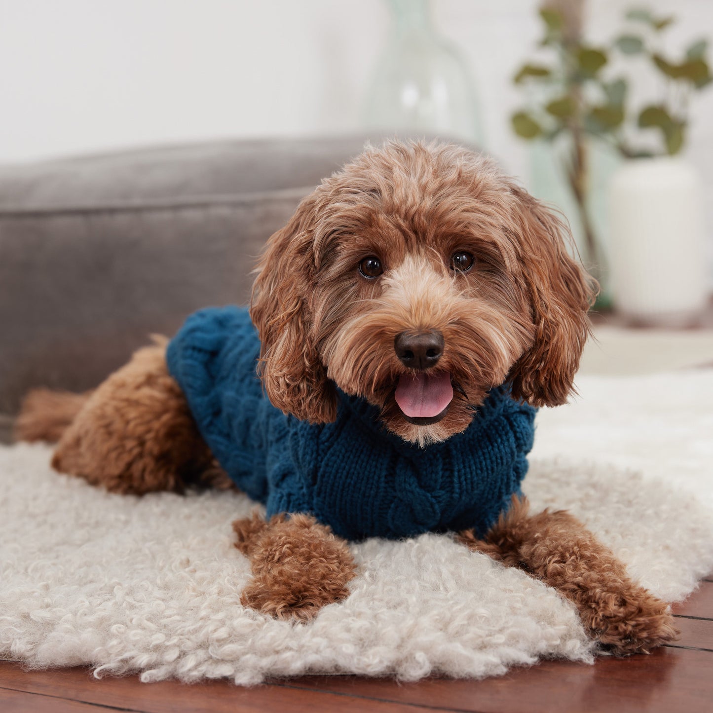 Chalet Sweater Dark Teal Dog Sweaters Premium Pet Supply - close up view