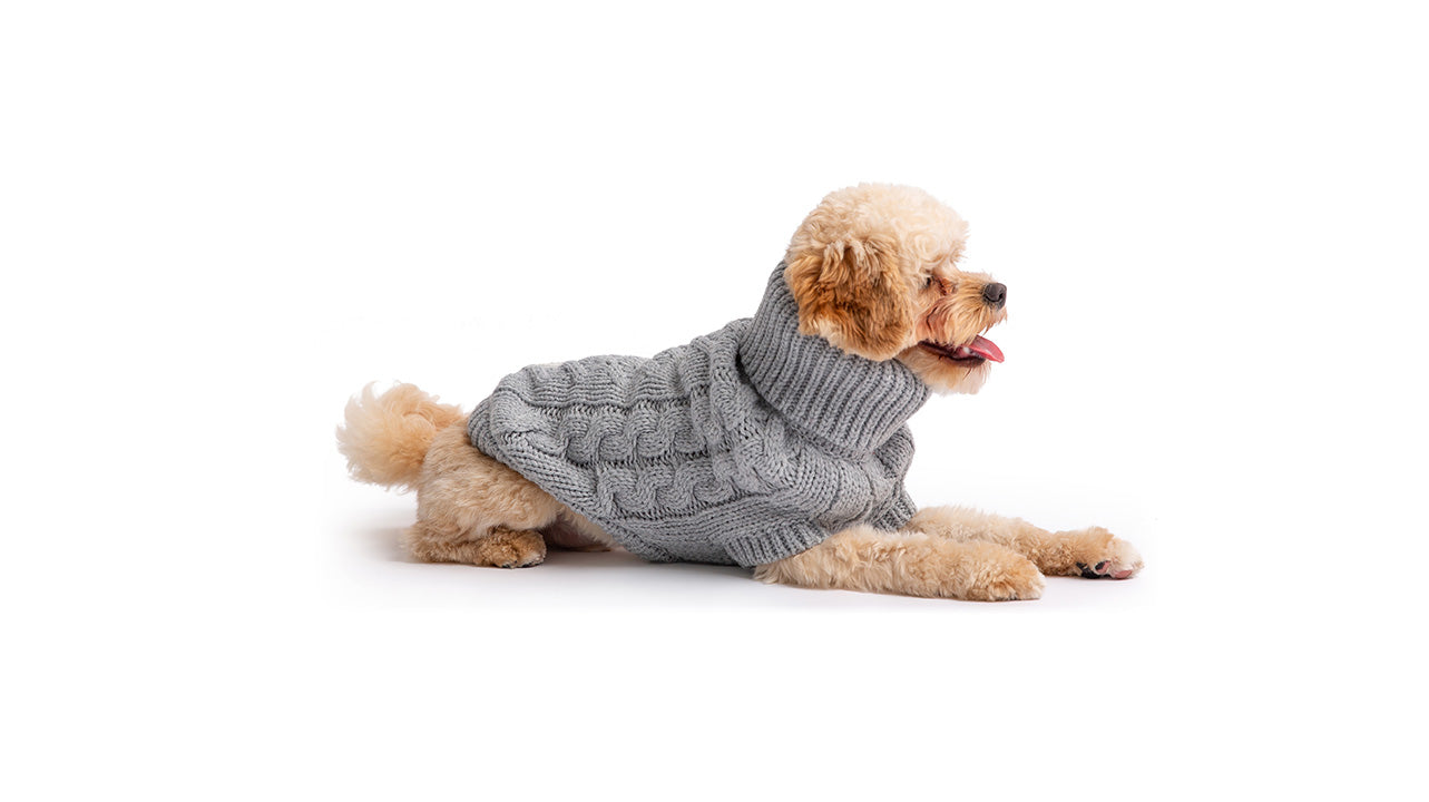 Chalet Sweater Grey Dog Sweaters Premium Pet Supply Premium - close up view