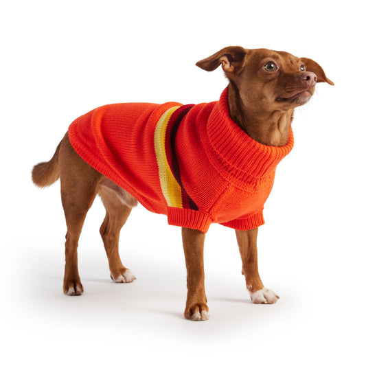 Retro Sweater Orange Dog Apparel Premium Pet Supply Premium - detail view