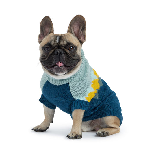 Fireside Sweater Teal Dog Apparel Premium Pet Supply Premium - detail view