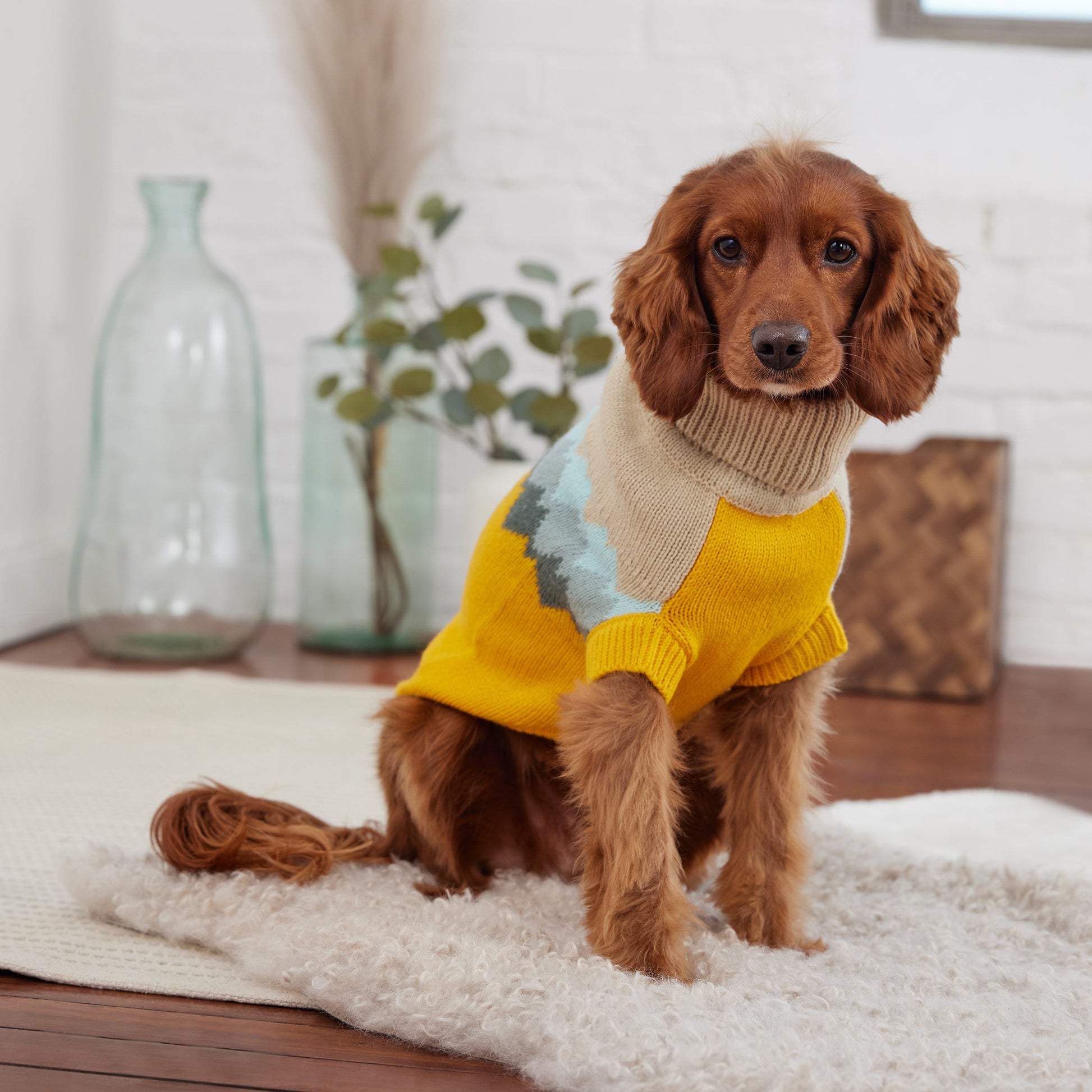 Fireside Sweater Yellow Dog Apparel Premium Pet Supply - close up view