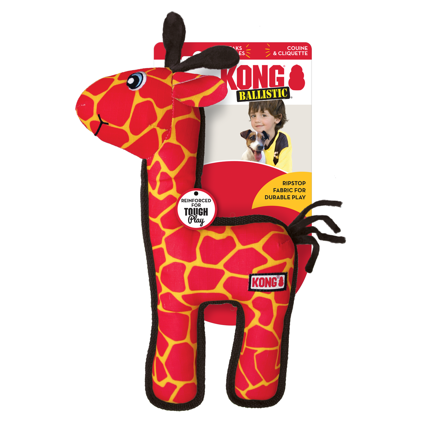 KONG Ballistic Giraffe Medium Large Fetch Dog Toy Durable - lifestyle view