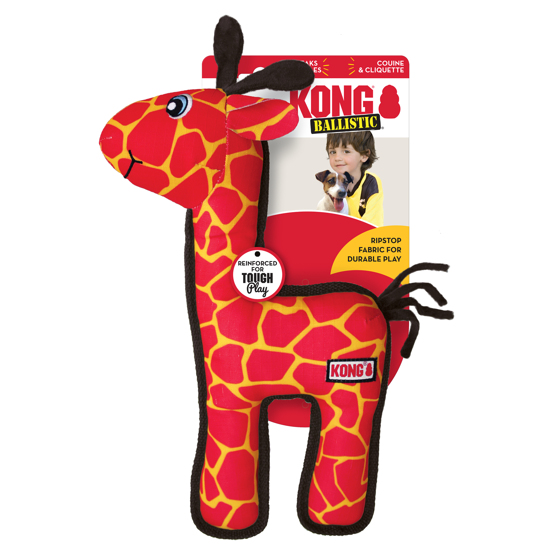 KONG Ballistic Giraffe Medium Large Fetch Dog Toy Durable - lifestyle view